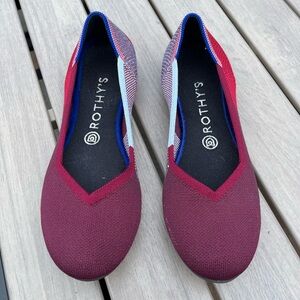 Rothy's Burgundy and Blue Flats